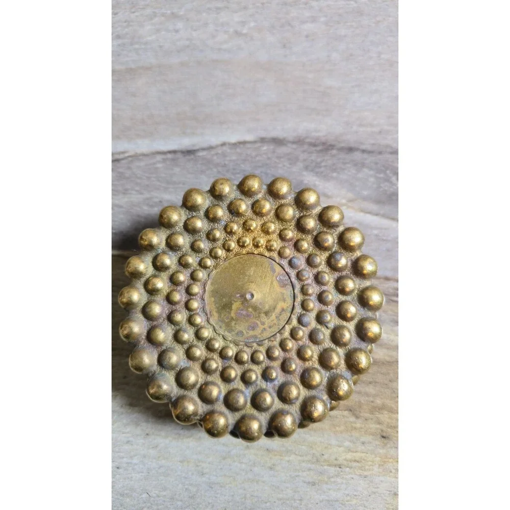 Vintage Solid Brass Hobnail Bubble Coasters Set of 6 Heavy MCM Hollywood Regency